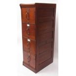 Early 20th century mahogany four-drawer filing cabinet of plain form with panelled sides, 141cm high