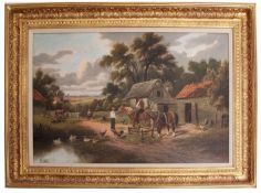 ETTY HORTON (ACT 1884-1918) Farmyard sceneOil on canvas, signed lower left 50 x 75cms