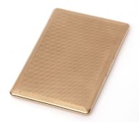 9ct gold Art Deco cigarette case having engine turned decoration on front and back, a concealed