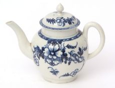 Liverpool (James Pennington) teapot and cover, circa 1770, painted in underglaze blue with floral