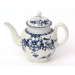 Liverpool (James Pennington) teapot and cover, circa 1770, painted in underglaze blue with floral