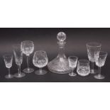 Waterford "Lismore" pattern suite of table glass comprising six 19cm champagne flutes, three 13cm