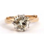 Single stone diamond ring, a round brilliant cut of approximately 1.90ct, colour L/M (estimated),