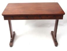 Regency period mahogany side table, of rectangular form, the frieze with two drawers raised on