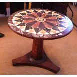 19th century pietra dura circular pedestal table, the top with central multi-coloured radiating