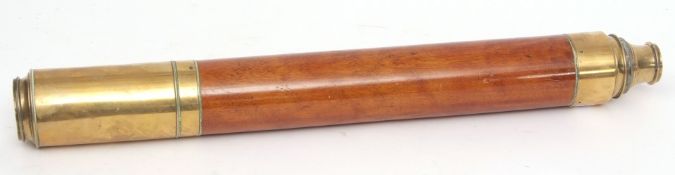 Mid-19th century mahogany and lacquered brass single drawer telescope, T Harris & Son - London, "