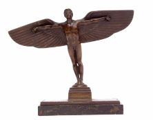 Peter Breuer, signed bronze study "Icarus", also with foundry marks to rim, 17 1/2 cm high