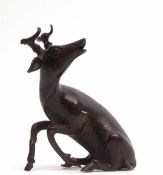 Chinese bronze model of a deer or antelope, 12cm high