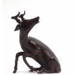 Chinese bronze model of a deer or antelope, 12cm high