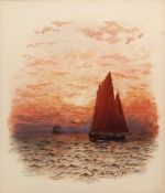 WILLIAM THOMAS NICHOLAS BOYCE (1858-1911) Sunset seascape watercolour, signed and dated 09 lower