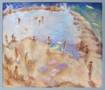 TESSA NEWCOMB (born 1955) "The Ocean Pool (Cyprus)" oil on board, initialled and dated 18 lower