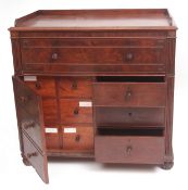 Early 19th century mahogany secretaire chest with raised gallery surround over a full width drawer