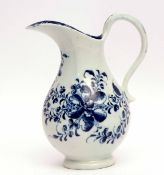 Lowestoft milk jug decorated in underglaze blue with a Worcester type Mansfield pattern, faux