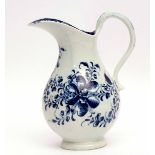 Lowestoft milk jug decorated in underglaze blue with a Worcester type Mansfield pattern, faux