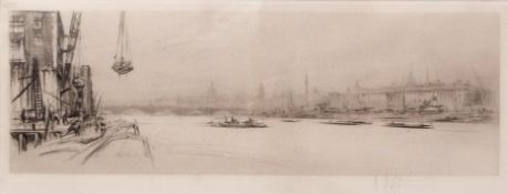 WILLIAM WALCOT, RBA, RE (1874-1943) "The Thames" black and white etching, published 1922 by H C