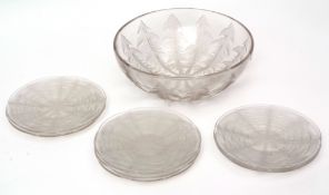 Lalique Pissenlit (dandelion) bowl together with seven matching saucers