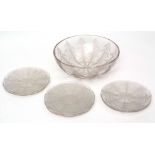 Lalique Pissenlit (dandelion) bowl together with seven matching saucers