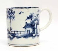 Early Lowestoft coffee can or small mug circa 1765, decorated with the root pattern with cell diaper