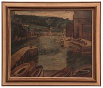 AR KATHLEEN TYSON, RA, RSMA (1898-1982) "Looe Harbour" oil on canvas, signed lower right 62 x 75cms