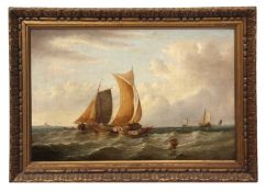 JAMES WEBB RA (1825-1895) Fishing boats at sea oil on canvas, signed lower left 39 x 58cms