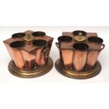 Pair of interesting brass and copper "White Star" Line wine coolers, each fitted for four bottles