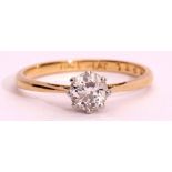 Precious metal single stone diamond ring, the brilliant cut diamond 0.30ct approx, claw set and