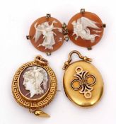 Mixed Lot: Victorian hardstone cameo brooch pendant, carved shell cameo of a classical lady in an