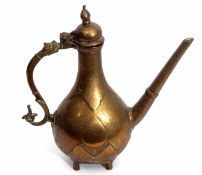 Late 18th/early 19th century Mughal Islamic bronze ewer with biting snake handle and Islamic