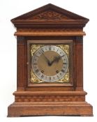 Early 20th century German oak cased 8-day bracket clock, Winterhalter & Hoffmeier, the architectural