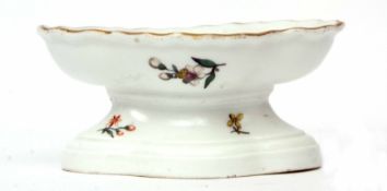 Mid-18th century Meissen salt of quatre-lobe shape, the interior decorated in botanical style with