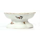 Mid-18th century Meissen salt of quatre-lobe shape, the interior decorated in botanical style with