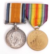 WWI pair comprising British War Medal and Victory Medal, impressed G-22359 Pte F W Smith, The