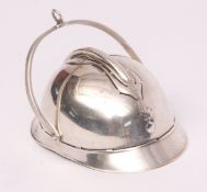 19th century French novelty tea strainer modelled in the form of a French steel military helmet with