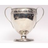 George III two-handled urn shaped sugar basin with cast and applied beaded and swag border with