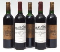 Chateau Pontet-Canet (Pauillac) 2002 2 bottles, and Chateau D'Issan (Margaux) 1985 3 bottles, (5