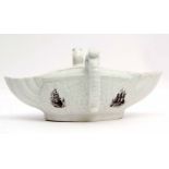 18th century Worcester two handled sauce boat circa 1756, the moulded body with smoky primitive