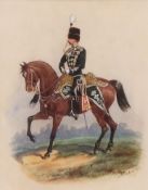 RICHARD SIMKIN (1840-1926) "10th Hussar" watercolour, signed and dated 77 lower right 19 x