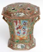 19th century Cantonese vase and cover decorated in typical fashion with Chinese figures in various