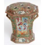 19th century Cantonese vase and cover decorated in typical fashion with Chinese figures in various