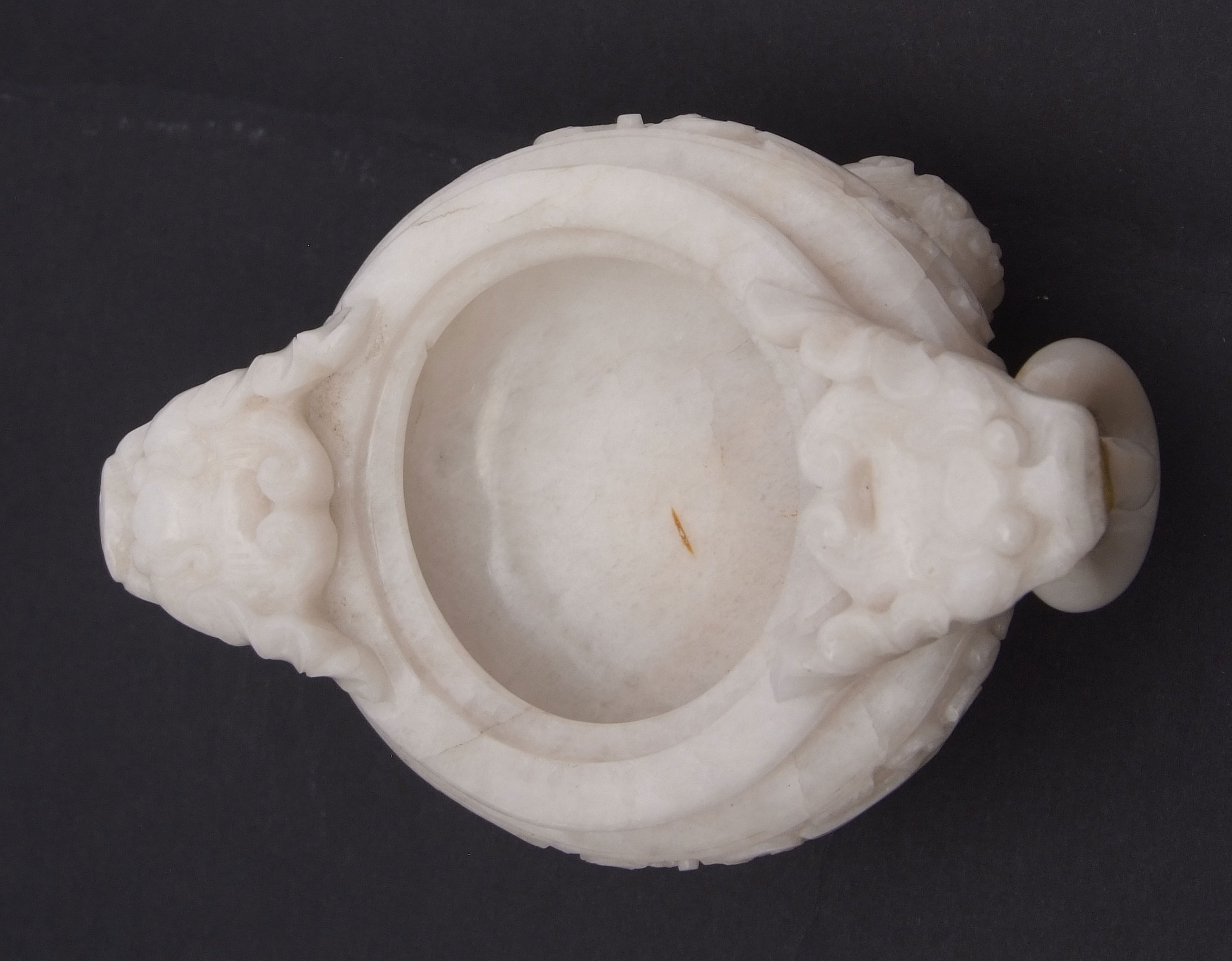 Chinese white jade tripod covered censer, the lid with reticulated dragon finial and three loop - Image 13 of 19