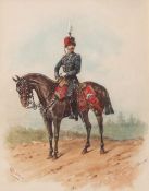 RICHARD SIMKIN (1840-1926) "10th Prince of Wales's Own Royal Hussars" watercolour, signed and