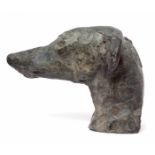 Bronze study of a head of a greyhound of hollow form, unsigned, 20th century, 30cm long