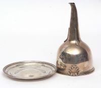 George III two-part wine funnel of typical polished form with detachable liner with cast and applied