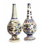 Two Iznik or Qajar bottle vases or water sprinklers, both decorated in a typical palette and fashion