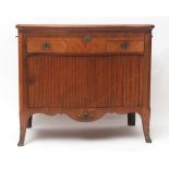 European satinwood cross-banded serpentine fronted bombe shaped chest, lifting lid enclosing