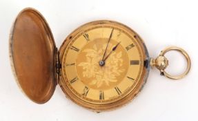 Late 19th century Swiss 18K full hunter cylinder fob watch, Mottu - Geneve, the frosted, gilt and