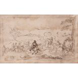 ATTRIBUTED TO FRANCESCO SIMONINI (1686-circa 1755) Landscape with figures on horseback pen and ink