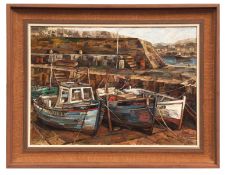 AR SONIA ROBINSON, RSMA (born 1927) "Old Quay, Newlyn" oil on board, initialled and dated 80 lower