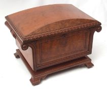 Early 19th century mahogany wine cooler, domed top with adjustable brass supports, void zinc lined