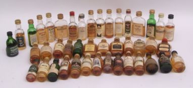 Quantity of various malt whisky and other miniatures (levels poor throughout)